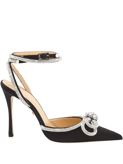 Mach&mach 100mm Crystal-embellished Bow Sandals In Black