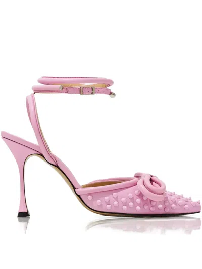 Mach&mach 100mm Studded Bow-embellished Leather Pumps In Multi