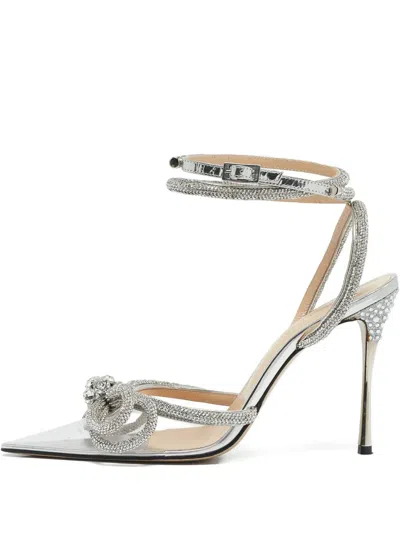 Pre-owned Mach&mach 105mm Crystal-embellished Sandals In Neutral