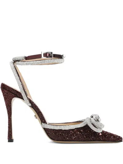 Mach&mach 110mm Double Bow Crystal-embellished Pumps In Burgundy