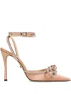 Mach&mach 110mm Double Bow Crystal-embellished Satin Pumps In Pink