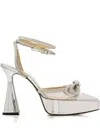 Mach&mach 140mm Double Bow Platform Pumps In Silver