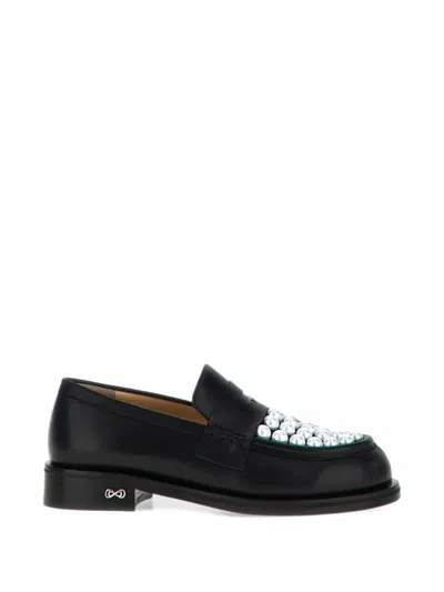 Mach&mach Pearl-embellished Leather Loafers In Black