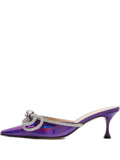 Pre-owned Mach&mach 2024  65mm Crystal Bow Pumps In Purple