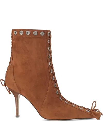 Mach&mach 50mm Lace-up Studded Boots In Brown