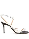 Mach&mach Satin Pearl Sandals Round Toe In Black