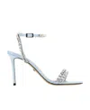 Mach&mach 90mm Crystal-embellished Satin Sandals In Blue
