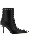 Mach&mach 95mm Lace-up Studded Ankle Boots In Black