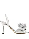 Mach&mach 95mm Le Cadeau Ruffle-bow Sandals In Silver