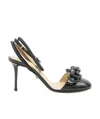 Mach&mach Double Bow Strass Ankle-strap Pumps In Black