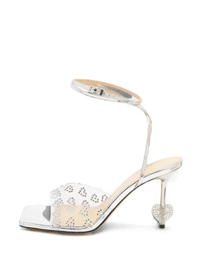 Pre-owned Mach&mach Ankle-strap Heeled Sandals In White