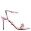 Mach&mach Audrey 95 Crystal Heart Satin Sandals In Pink