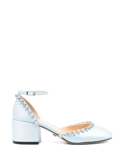 Mach&mach Audrey Crystal Satin Pumps In Blue