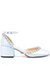 Mach&mach 55mm Audrey Satin Heels In Blue