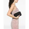 Mach&mach Double Bow Satin Clutch Bag In Black