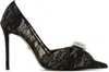 Mach&mach Black & Beige Double Heart 110 Heels In Black