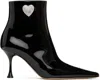 Mach&mach Black Crystal Heart Boots In Black