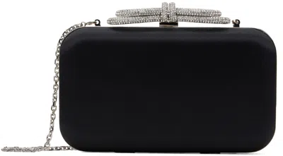 MACH&MACH BLACK DOUBLE BOW SATIN CLUTCH