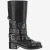 Mach&mach Vintage Leather Combat Ankle Boots With Buckles In Black