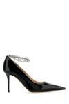 Mach&mach Black Leather Bow Chain Pumps In Black