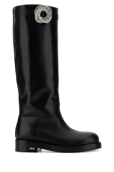 MACH&MACH MACH&MACH BLACK LEATHER GALAXY RIDING BOOTS