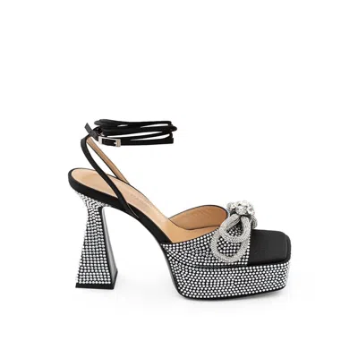 MACH&MACH MACH & MACH BLACK LEATHER STILETTO HEEL WOMEN'S SANDALS