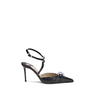 MACH&MACH BLACK NAPA LEATHER / CALF BOS TAURUS HIGH HEEL PUMPS