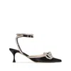Mach&mach 65 Double-bow Crystal-embellished Satin Pumps
