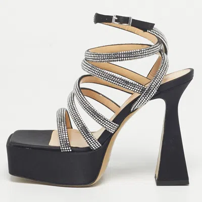 Mach&mach Black Satin Sydney Platform Sandals