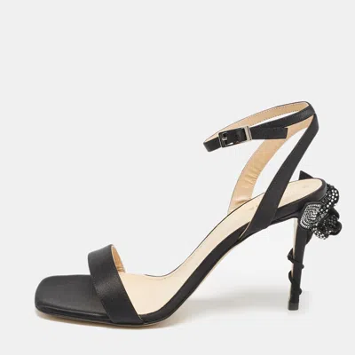 Mach&mach Black Satin Wonder Tulip Sandals