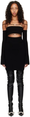 Mach&mach Stormi Rib Knit Cutout Mini Dress In Black