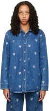 Mach&mach Blue Heart Shirt In Blue