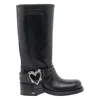 Mach&mach Heart Detail Knee-high Block Heel Boots In Black