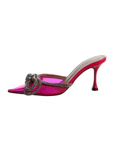 Pre-owned Mach&mach Bow Accents Mules In Pink