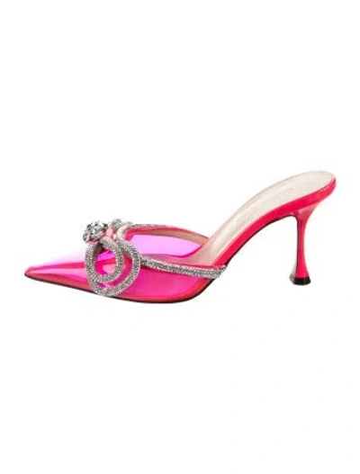 Pre-owned Mach&mach Bow Accents Mules In Pink