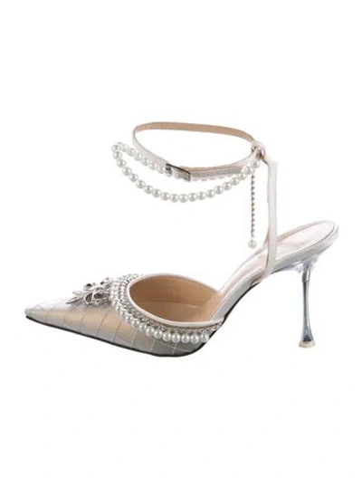 Pre-owned Mach&mach Bow Accents Pumps In Silver