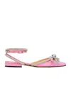 Mach&mach Pointed Bow Tie Flat Sole Shoes In Pink