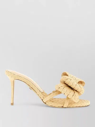 Mach&mach Bow Braided Open Toe Stiletto Sandals In Gold