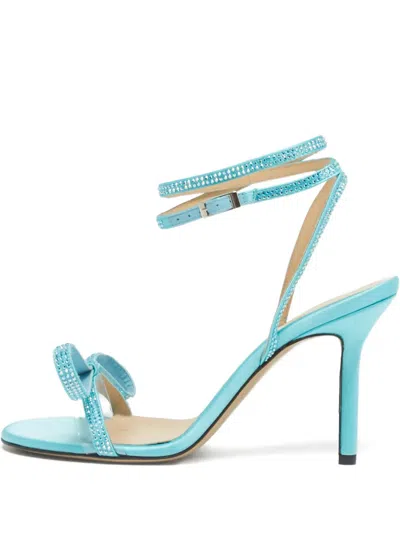 Pre-owned Mach&mach Bow Crystal Sandals In Blue