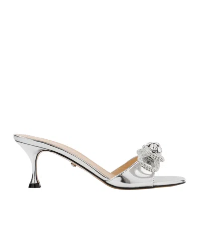 Mach&mach Bow-detail Metallic Mules In White