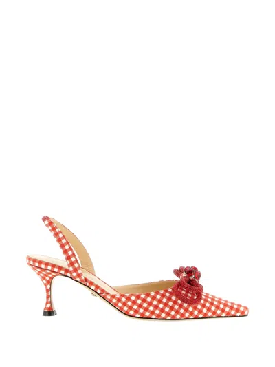 Mach&mach Slingback Pumps Double Bow Kitten Heel In Burgundy