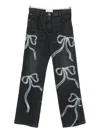 Mach&mach Bow-print Jeans In Black