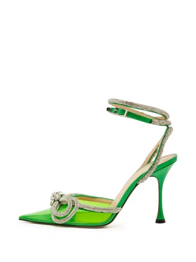 Pre-owned Mach&mach Bow-detail Leather Pumps In Green