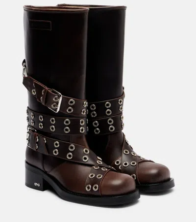 MACH&MACH BUCKLE BELT LEATHER BIKER BOOTS
