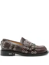Mach&mach Buckle-belt Leather Loafers In Brown