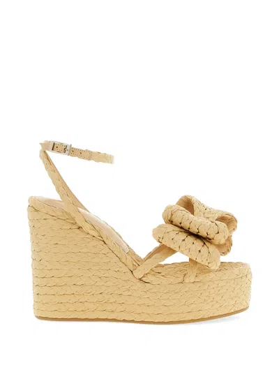 Mach&mach Cadeau Bow Raffia Sandals In Transparent