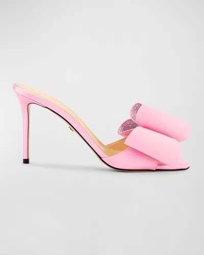 Mach&mach Cadeau Embellished Bow Satin Mule Pumps In Pink