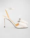 Mach&mach Cadeau Satin Bow Ankle-strap Sandals In White