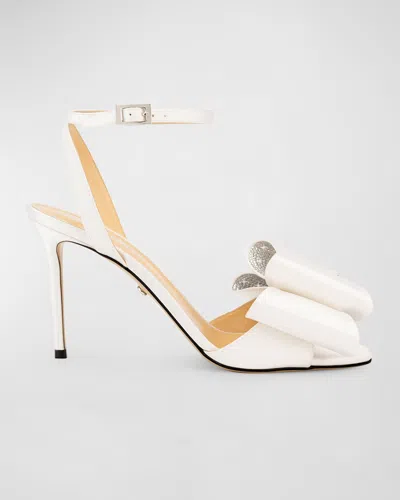 MACH&MACH CADEAU SATIN BOW ANKLE-STRAP SANDALS