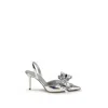 Mach&mach Silver Leather Stiletto Pumps Bow Detail In Gray